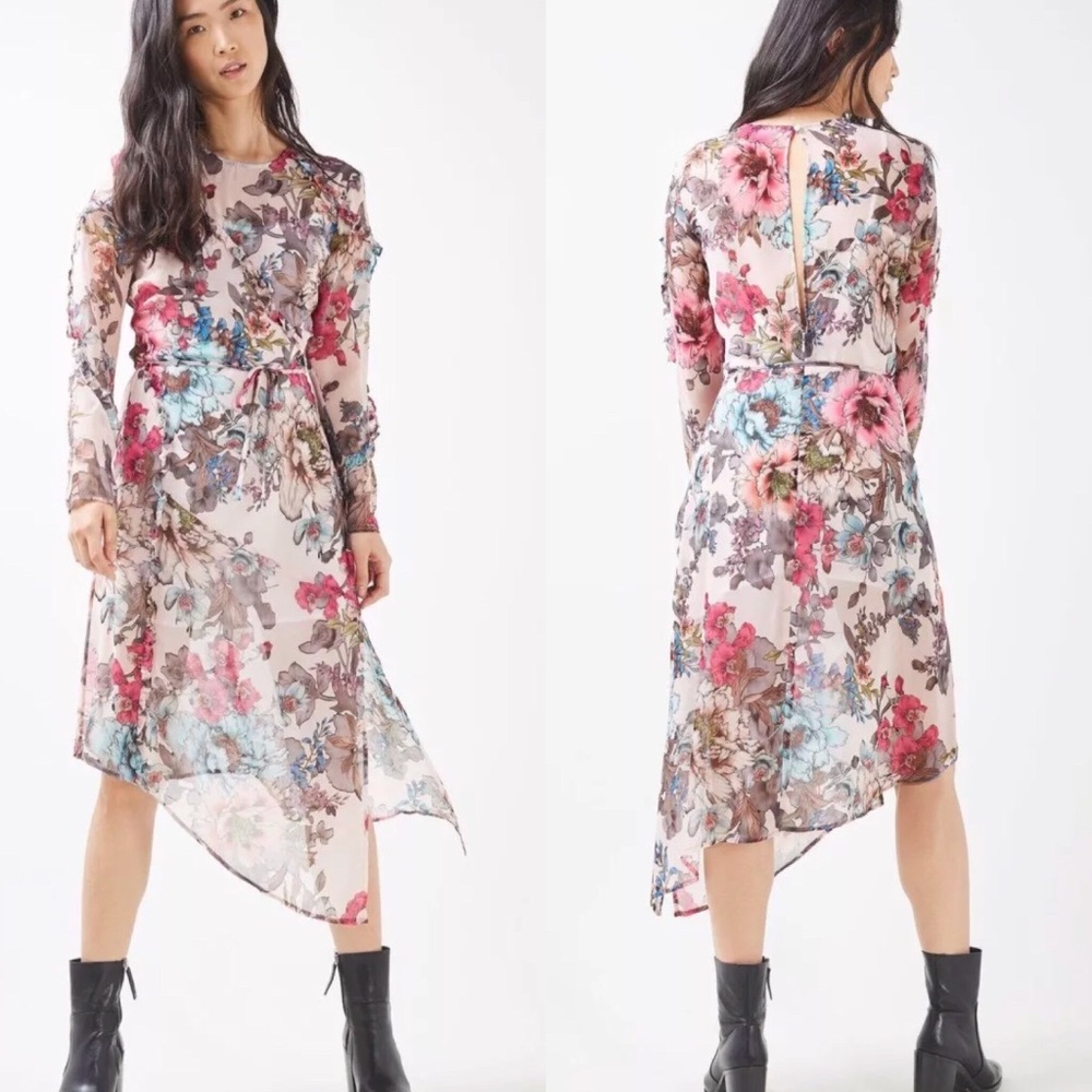 Topshop “Pop Floral Ruffle” Dress